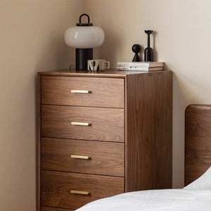 Fenton Solid Walnut Slim Chest of Drawers - Oak Furniture Store