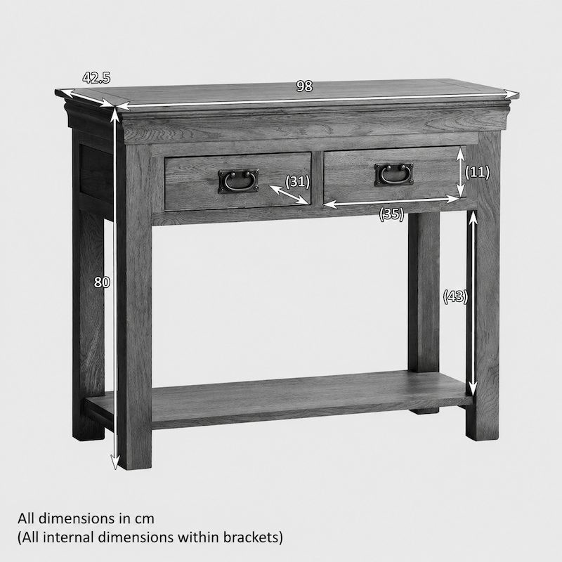 French Rustic Solid Oak Console Table