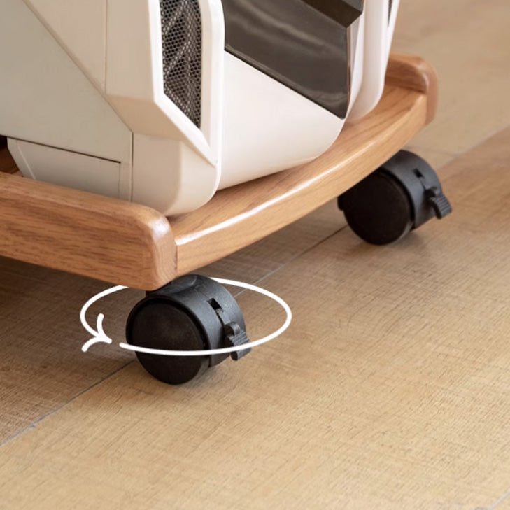 Fukuoka Natural Solid Oak Rolling CPU Stand - Oak Furniture Store