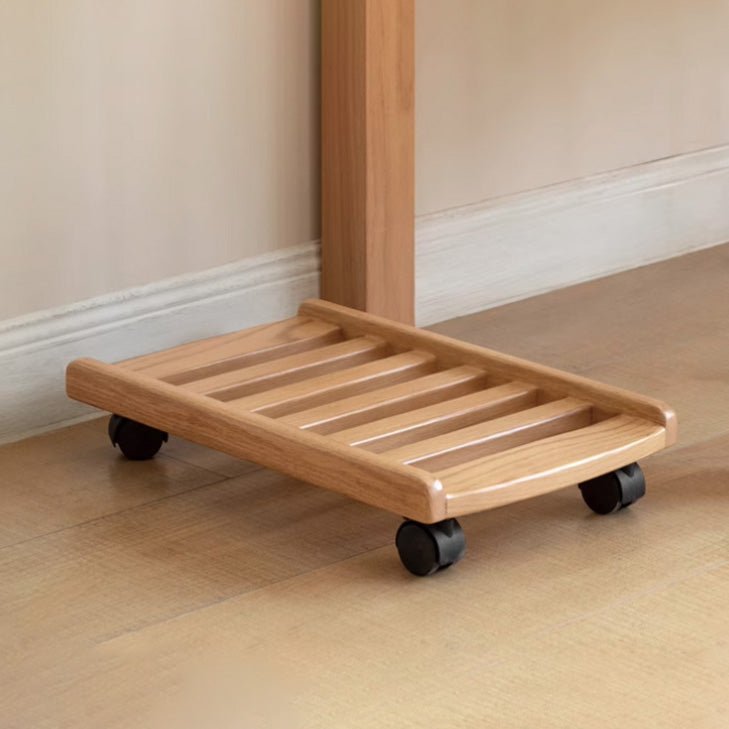 Fukuoka Natural Solid Oak Rolling CPU Stand - Oak Furniture Store