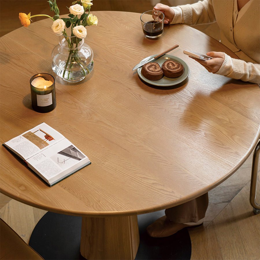 Garwood Natural Solid Ash Round Dining Table | Oak Furniture Store