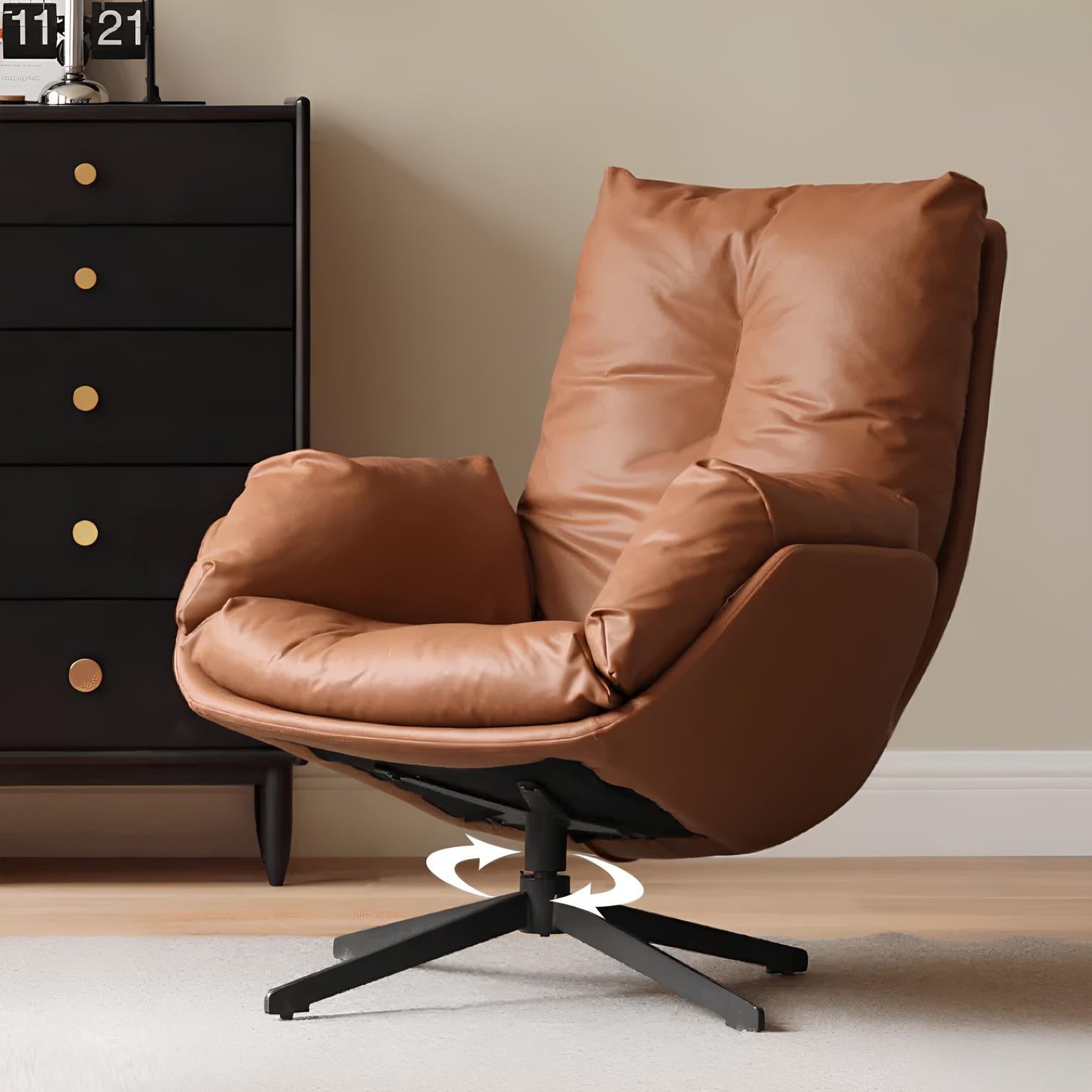 Genner Luxe Silicone Leather Swivel Leisure Chair Sofa - Oak Furniture Store