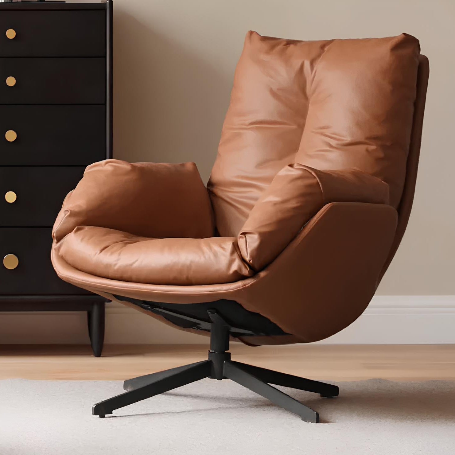 Genner Luxe Silicone Leather Swivel Leisure Chair Sofa - Oak Furniture Store