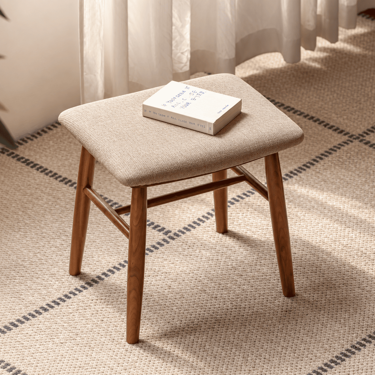 Graz Natural Solid Walnut Dressing Stool
