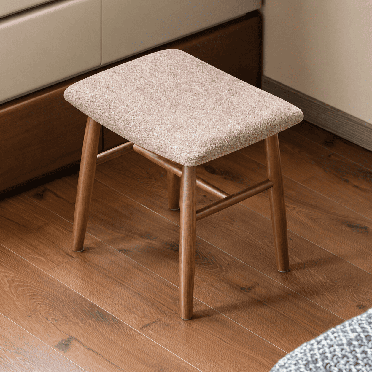 Graz Natural Solid Walnut Dressing Stool