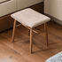 Graz natural solid walnut dressing stool with beige fabric cushion and rounded wooden legs