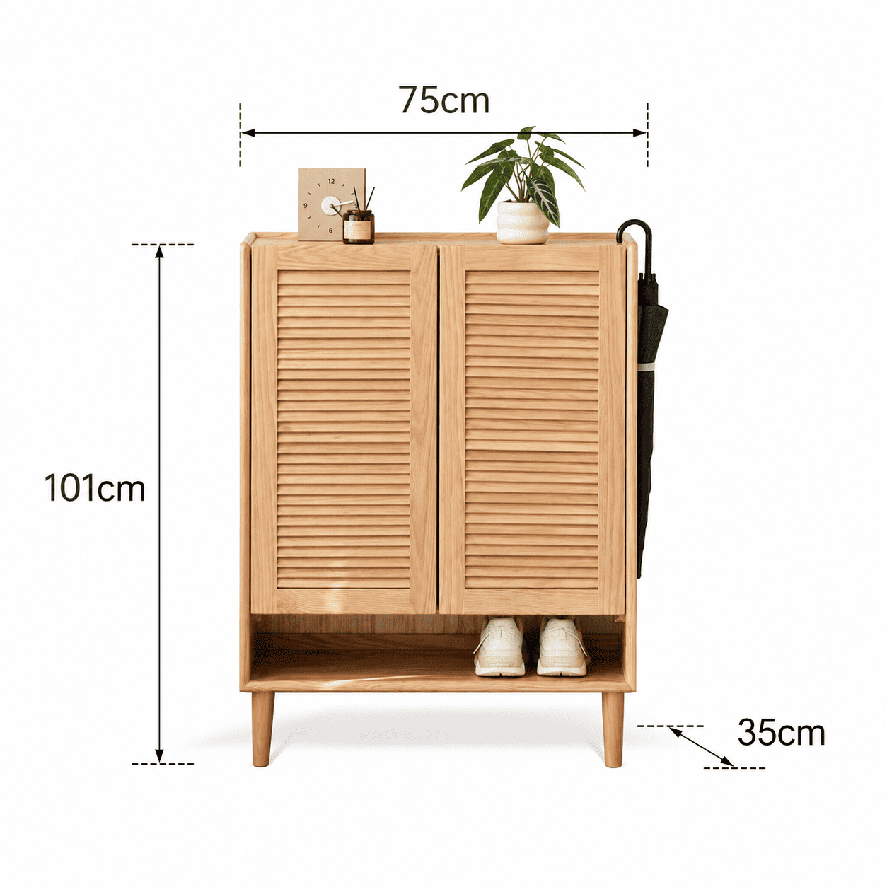 Greeley Natural Solid Oak Shoe Cabinet