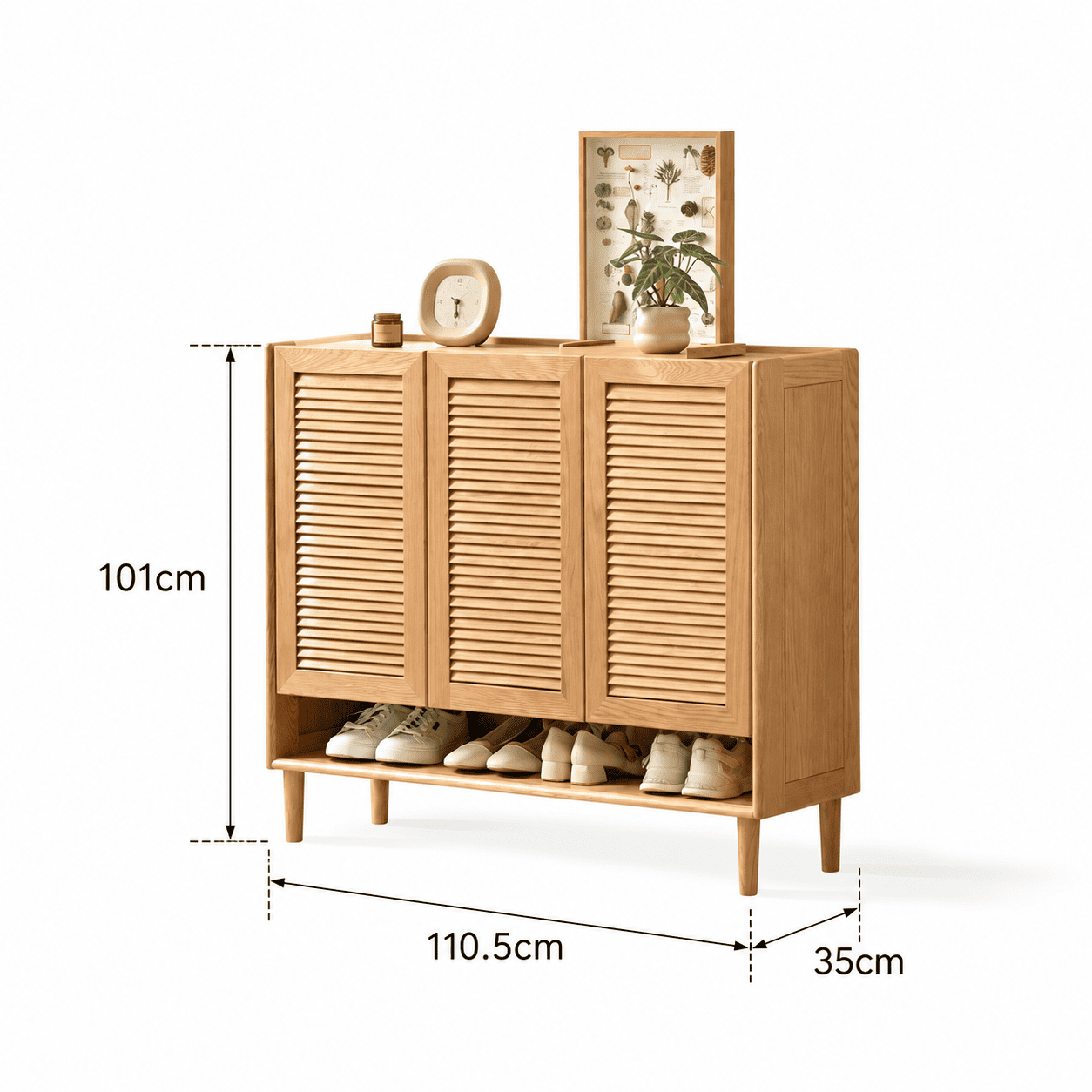 Greeley Natural Solid Oak Shoe Cabinet