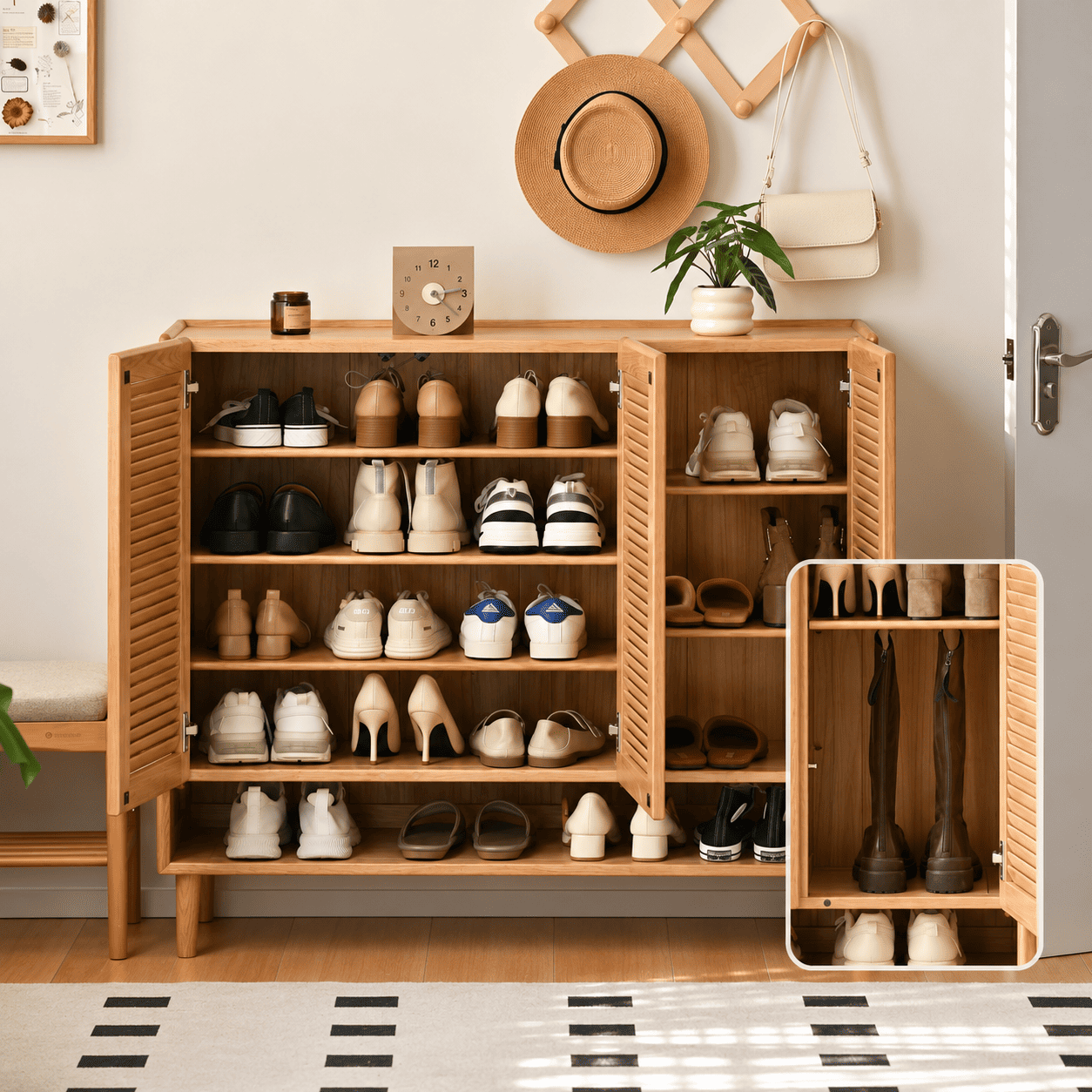 Greeley Natural Solid Oak Shoe Cabinet