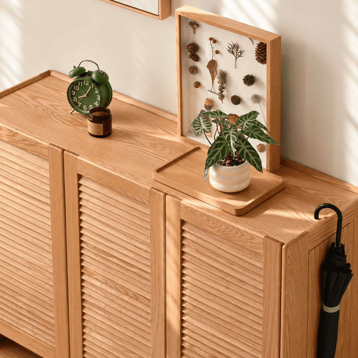 Greeley Natural Solid Oak Shoe Cabinet