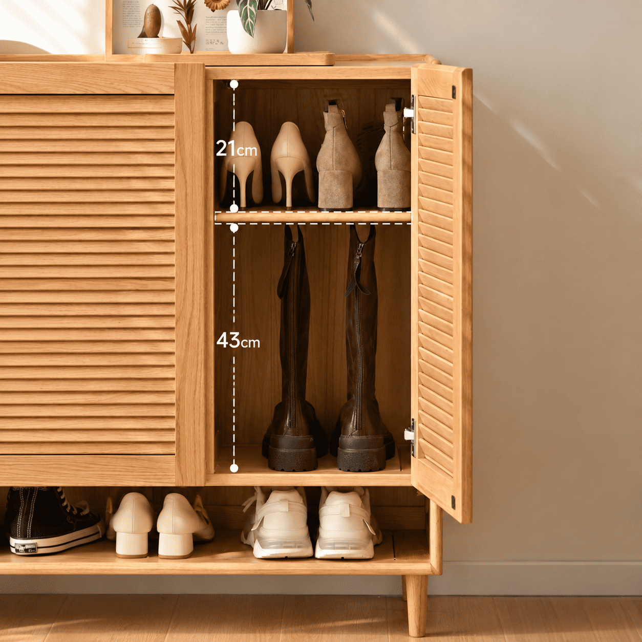 Greeley Natural Solid Oak Shoe Cabinet