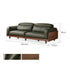 Hamburg Black Walnut Genuine Leather Sofa with Adjustable Headrest