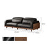 Hamburg Black Walnut Genuine Leather Sofa with Adjustable Headrest
