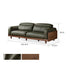 Hamburg Black Walnut Genuine Leather Sofa with Adjustable Headrest