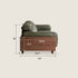 Hamburg Black Walnut Genuine Leather Sofa with Adjustable Headrest