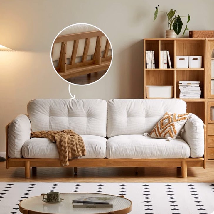 Hamburg Design Natural Solid Rubberwood Sofa - Oak Furniture Store