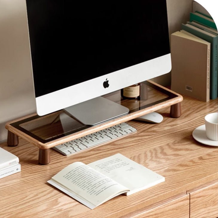 Hanko Solid Oak Desk Monitor Shelve - Oak Furniture Store