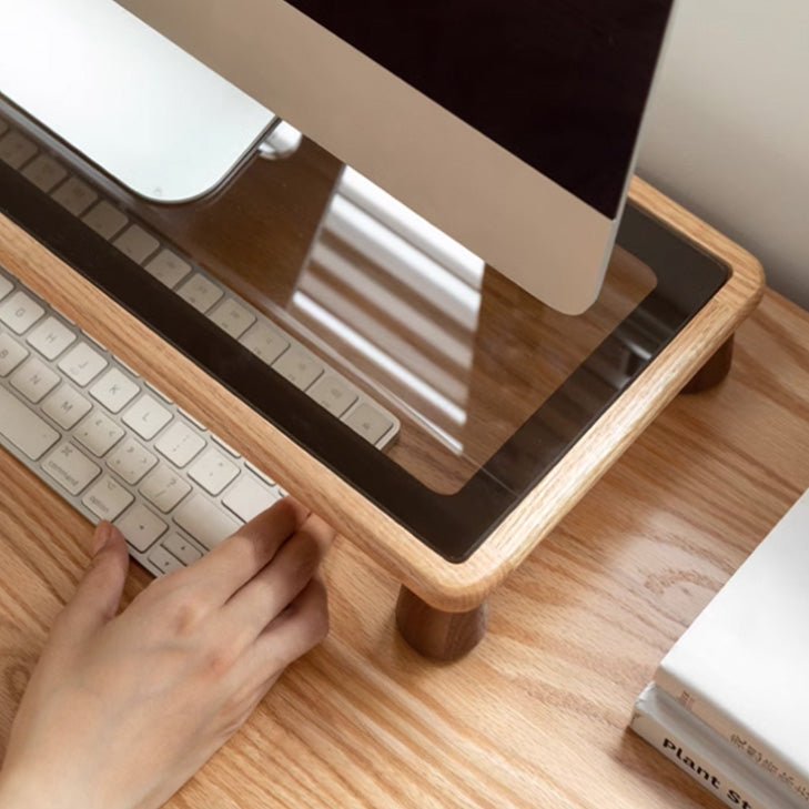 Hanko Solid Oak Desk Monitor Shelve - Oak Furniture Store