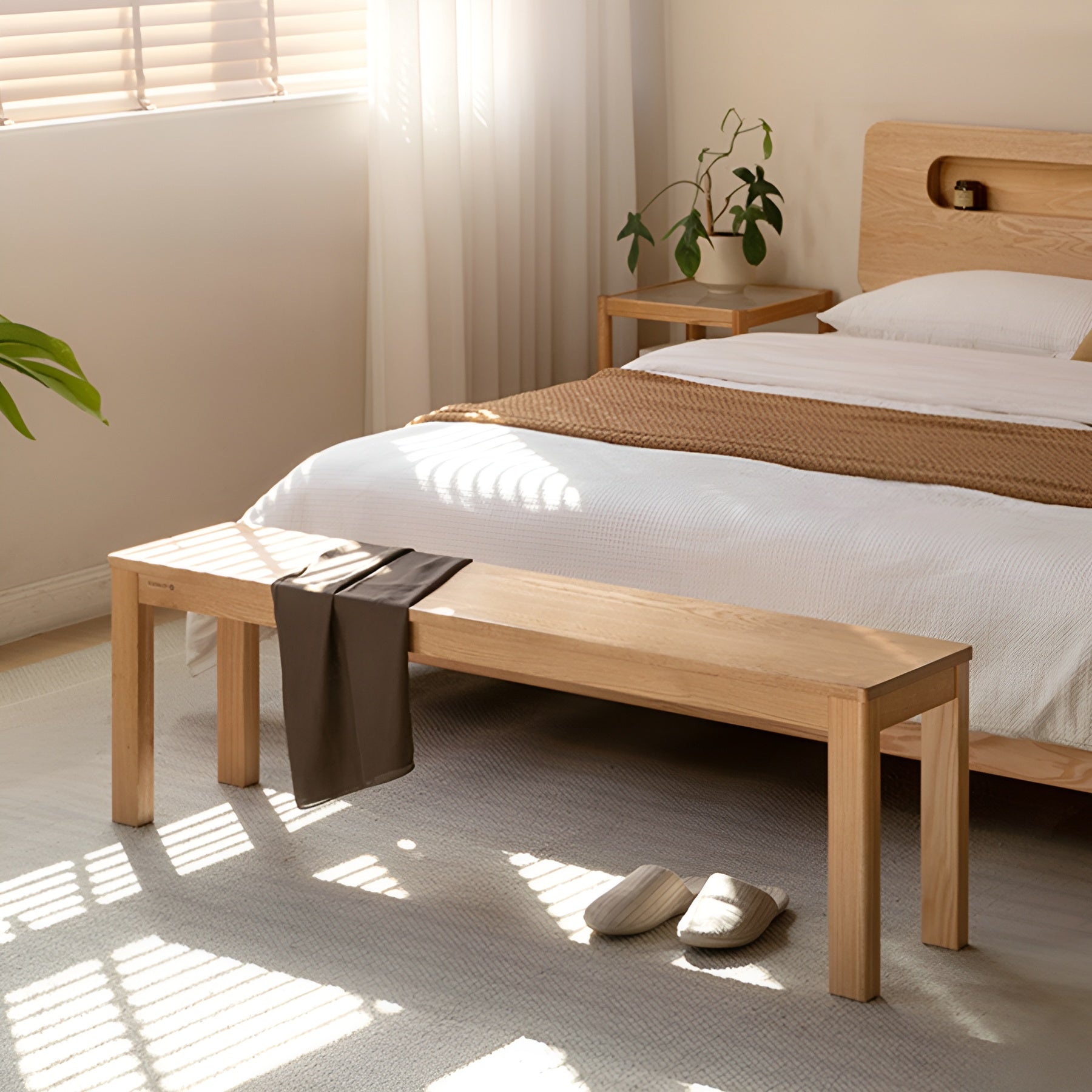 Humbie Natural Solid Oak Bench Seat