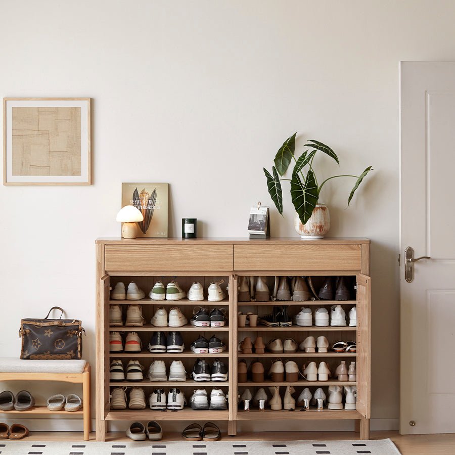 Humbie Natural Solid Ash Shoe Cabinet | Oak Furniture Store