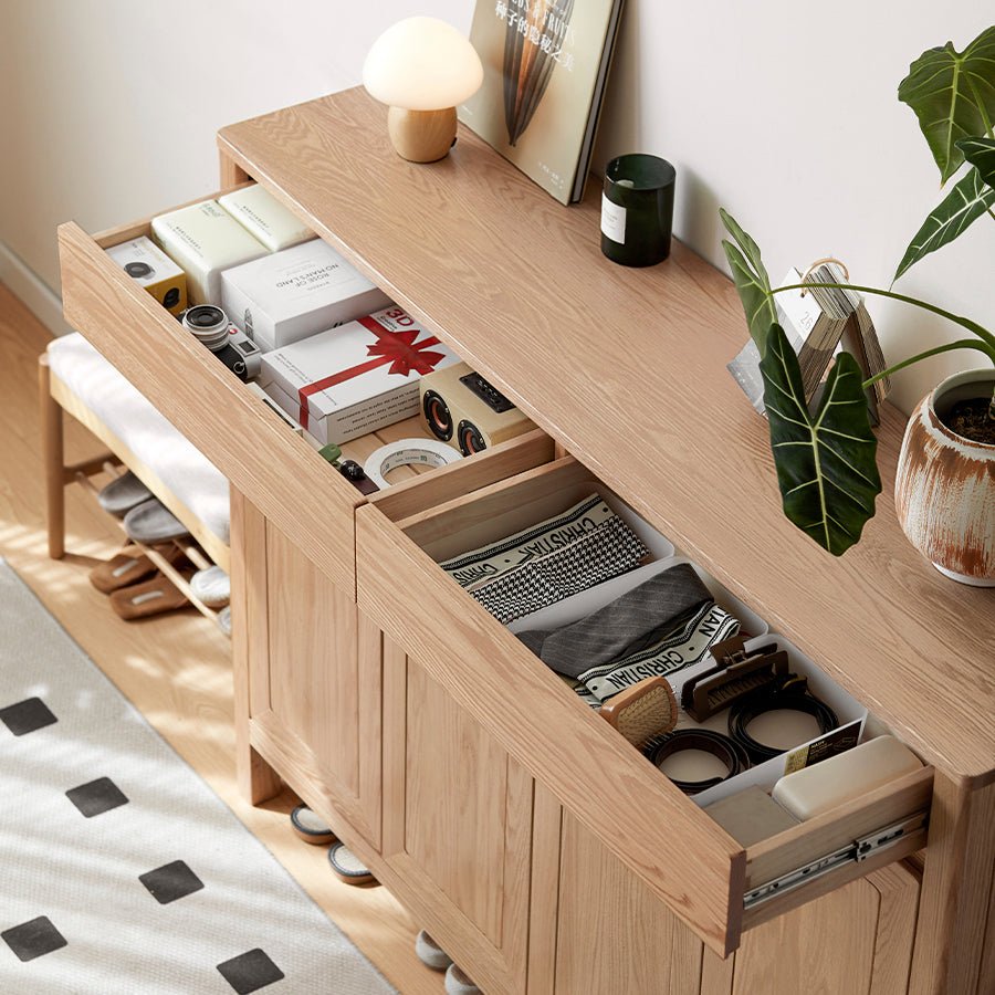 Humbie Natural Solid Ash Shoe Cabinet | Oak Furniture Store