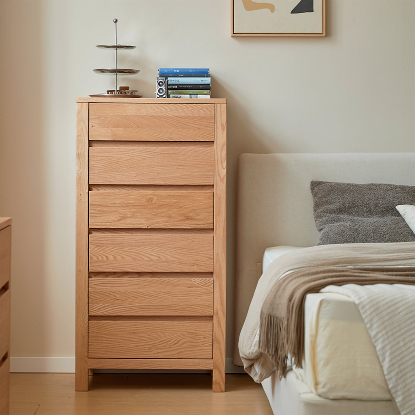 Humbie Natural Solid Oak 6 Drawers Tall Boy