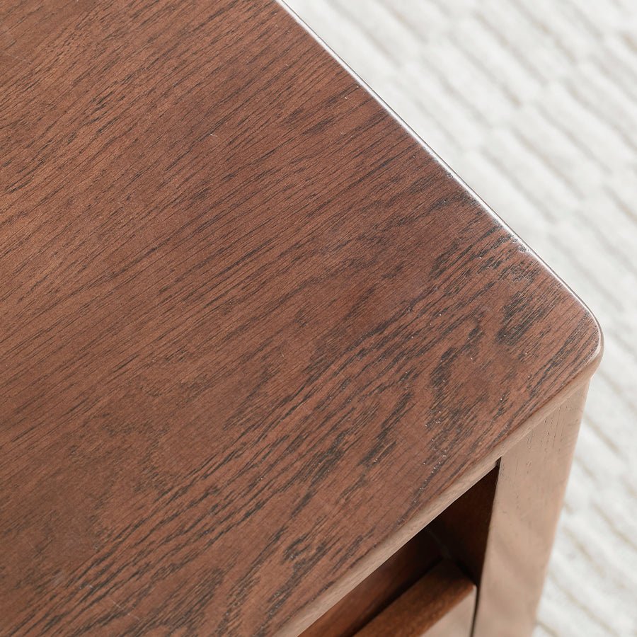 Humbie Natural Solid Oak Coffee Table in Walnut Colour | square coffee table with drawers for NZ local |Oak Furniture Store