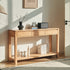 Humbie natural solid oak console table with drawers and lower shelf styled as a hallway table in a Kiwi home
