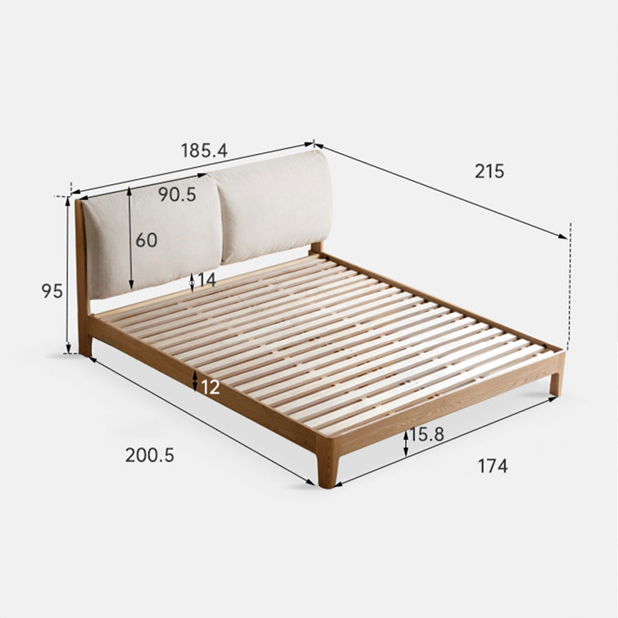 Humbie Natural Solid Oak Cushion Back Bed Frame