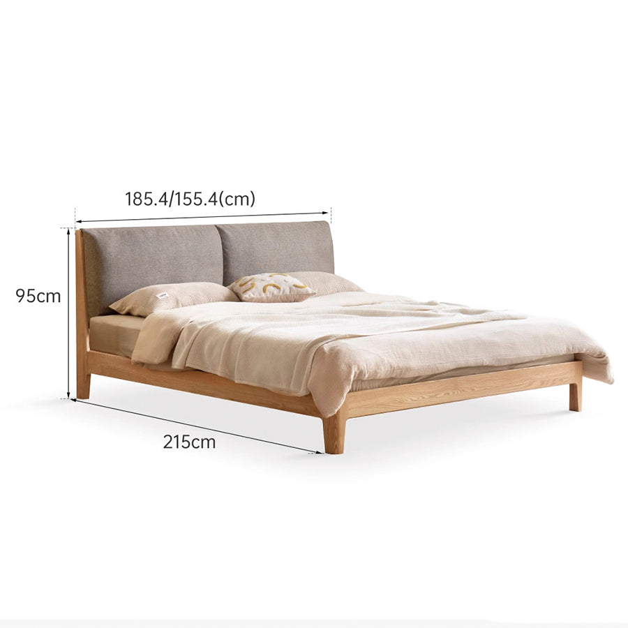 Humbie Natural Solid Oak Cushion Back Bed Frame