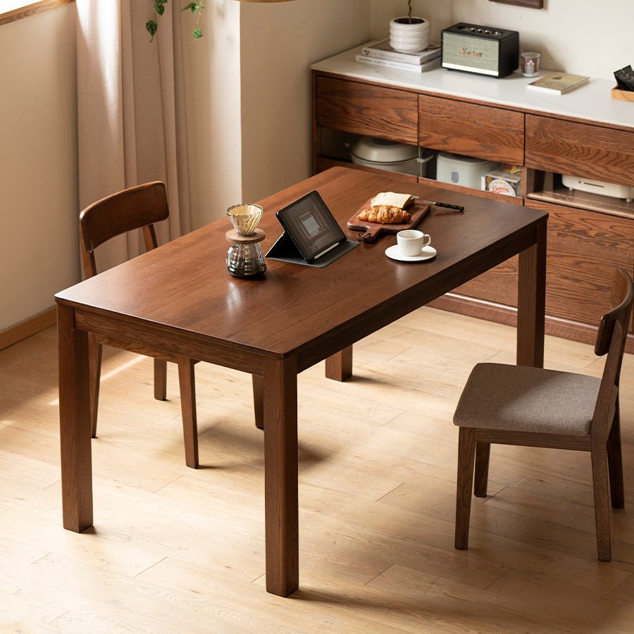 Humbie Natural Solid Oak in Walnut Colour Dining Table | Oak Furniture Store