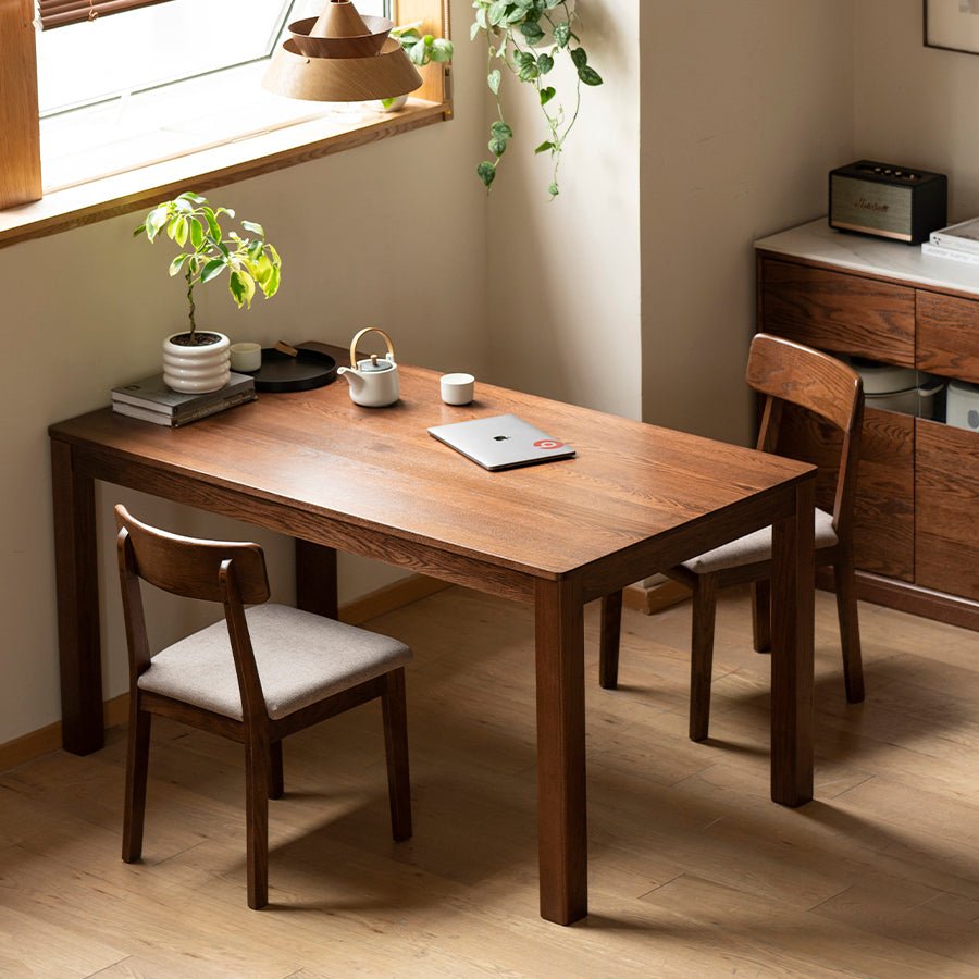 Humbie Natural Solid Oak in Walnut Colour Dining Table | Oak Furniture Store