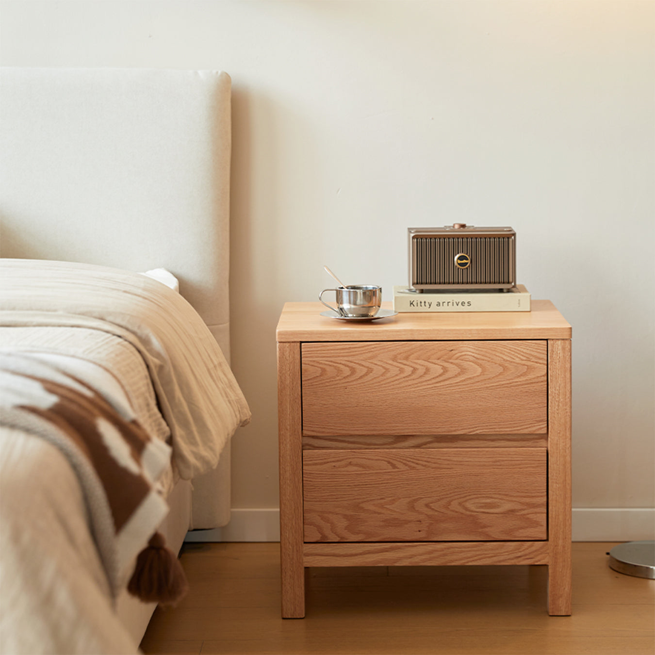 Humbie Natural Solid Oak Large Bedside Table