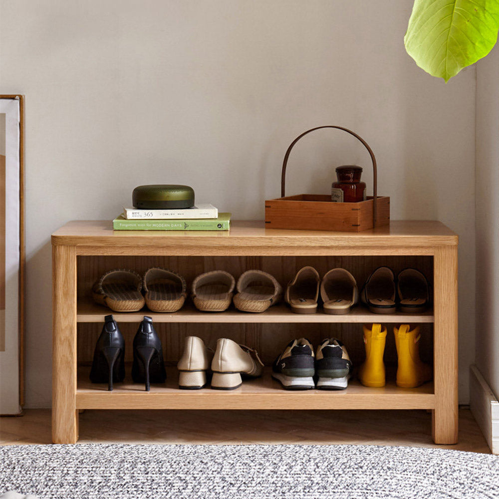 Humbie Natural Solid Oak Shoe Bench
