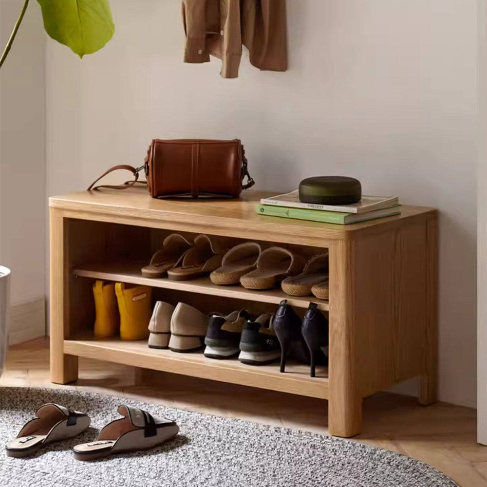 Humbie Natural Solid Oak Shoe Bench