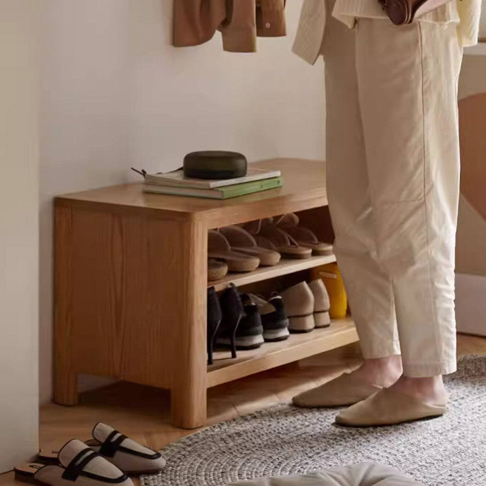 Humbie Natural Solid Oak Shoe Bench