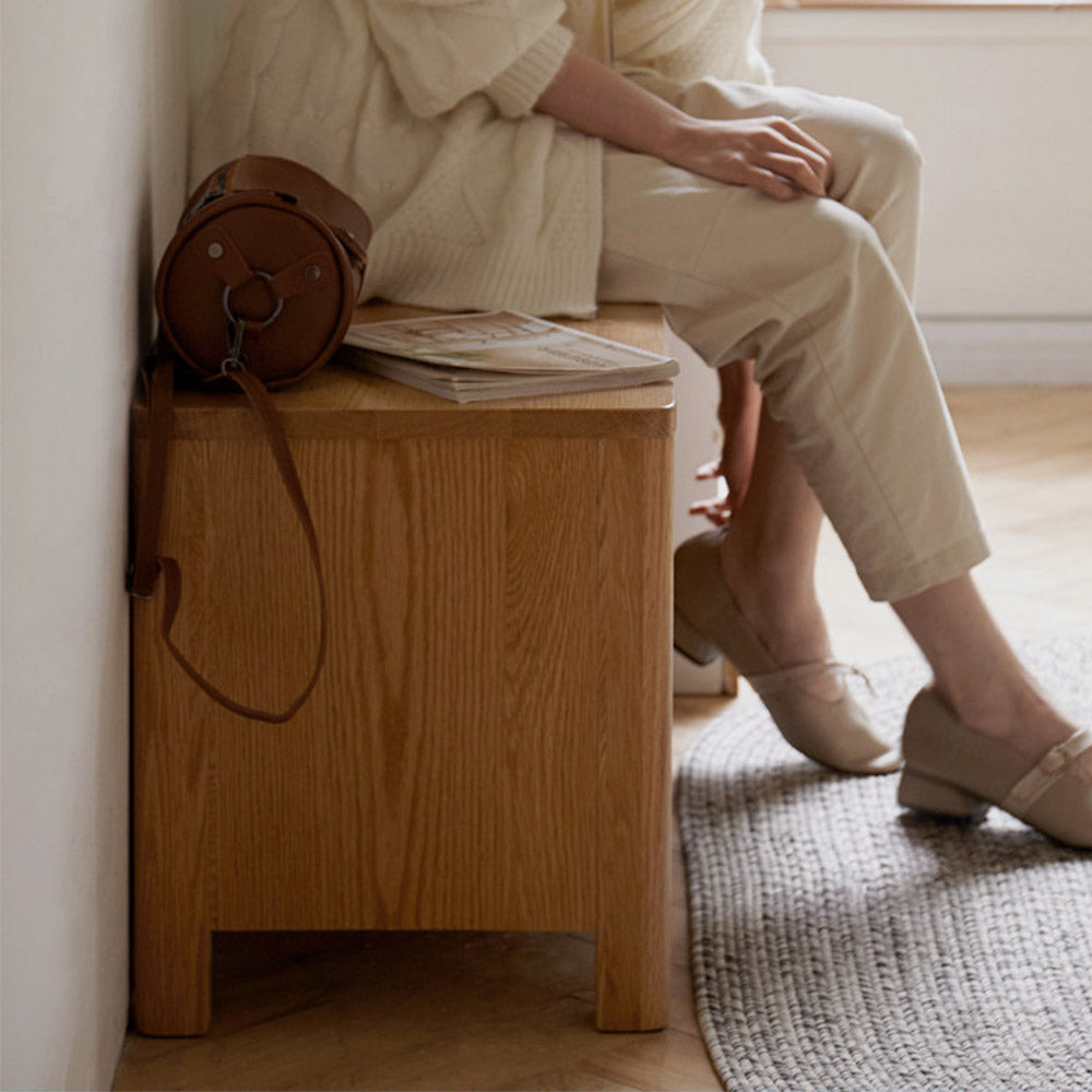 Humbie Natural Solid Oak Shoe Bench