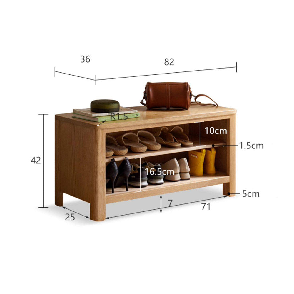 Humbie Natural Solid Oak Shoe Bench