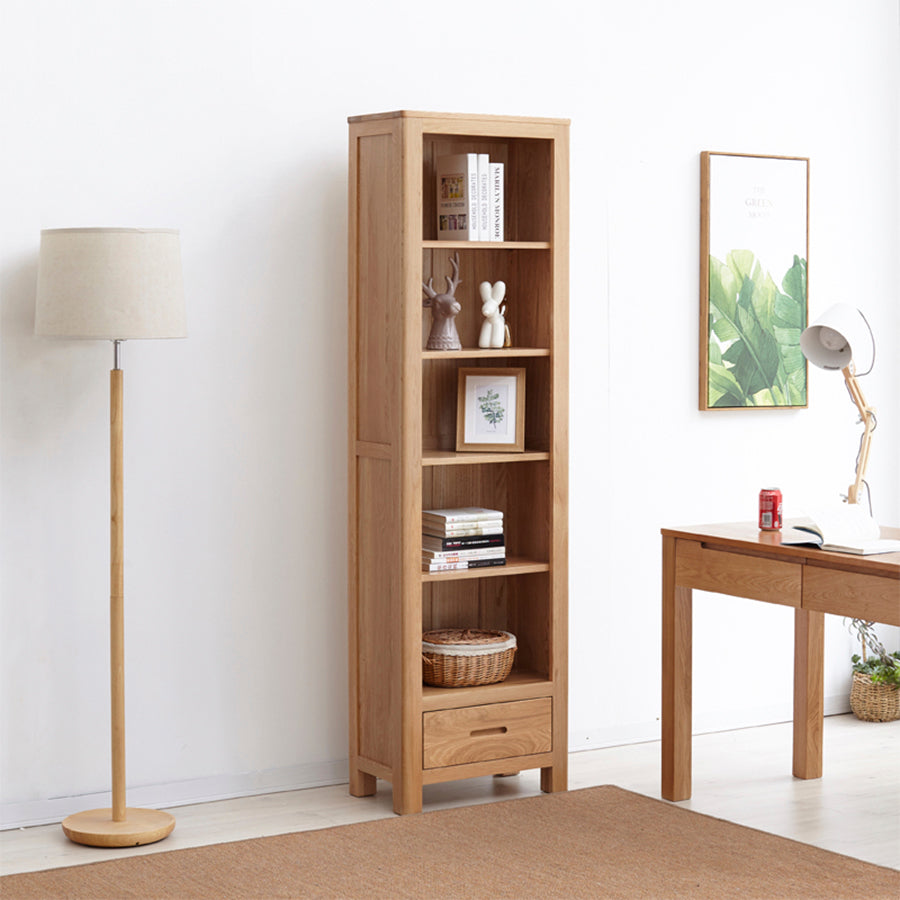 Humbie Natural Solid Oak Slim Bookcase