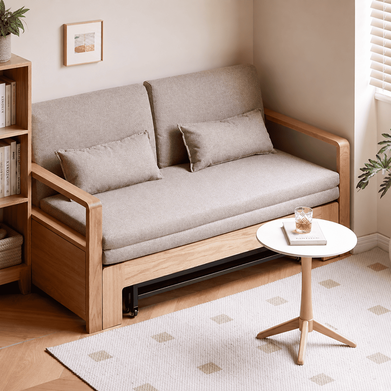 Humbie Natural Solid Oak Sofa Bed