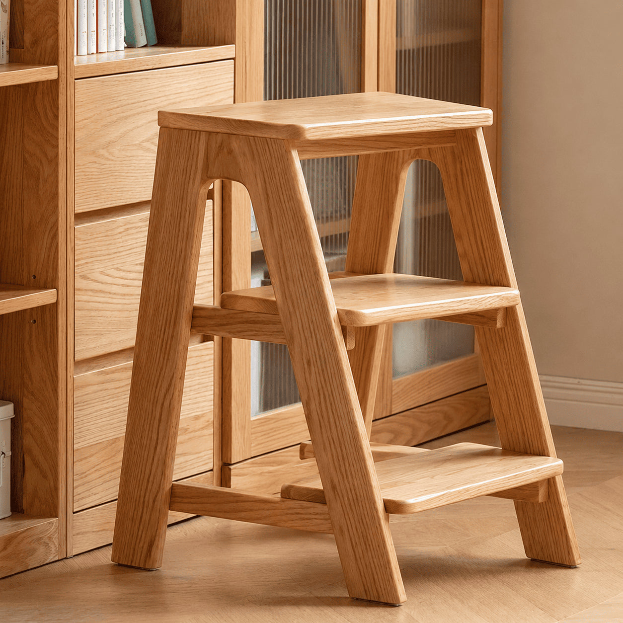 Humbie Natural Solid Oak Stool Ladder