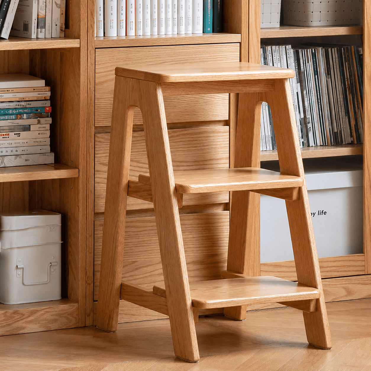 Humbie Natural Solid Oak Stool Ladder