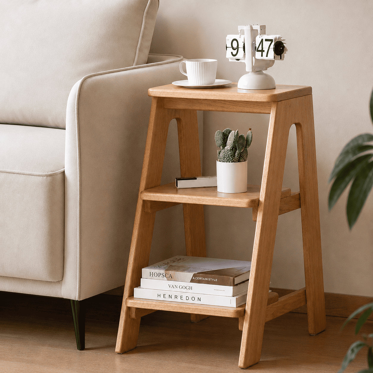 Humbie Natural Solid Oak Stool Ladder