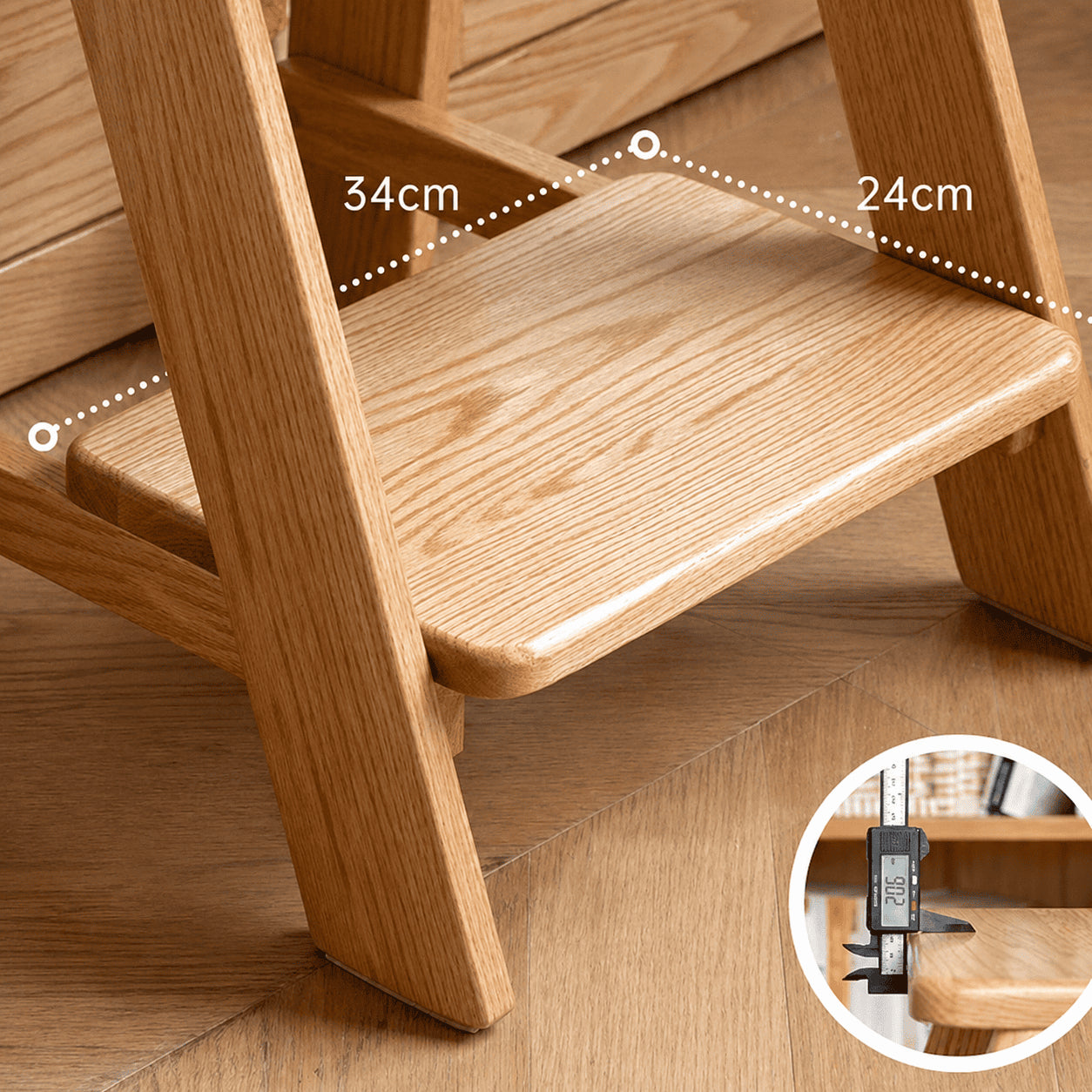 Humbie Natural Solid Oak Stool Ladder