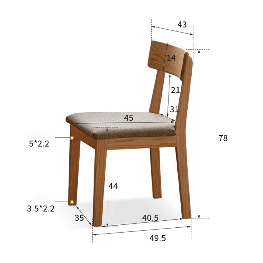 Humbie Natural Solid Oak Dining Chair With Fabric Pad