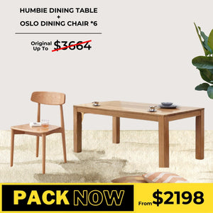 Humbie Solid Oak Dining Table and Oslo Chair Package - Oak Furniture Store