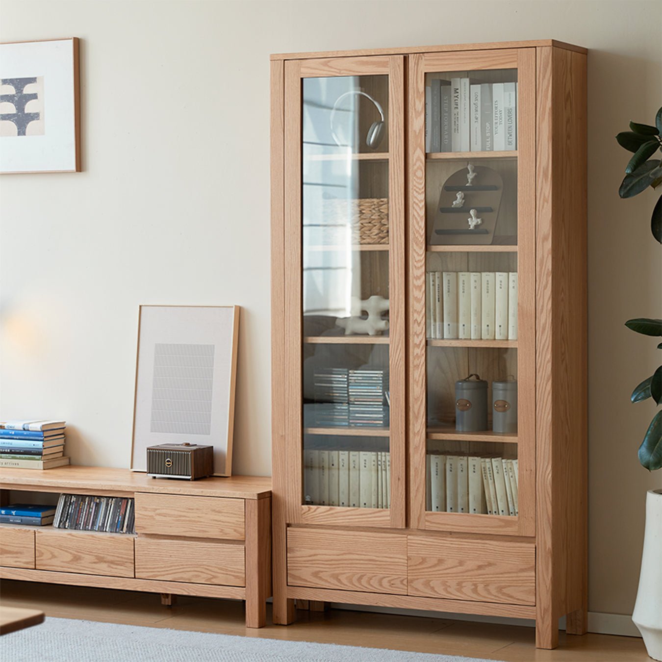 Humbie Solid Oak Large Display Bookcase Cabinet Design 2 | Oak Furniture Store