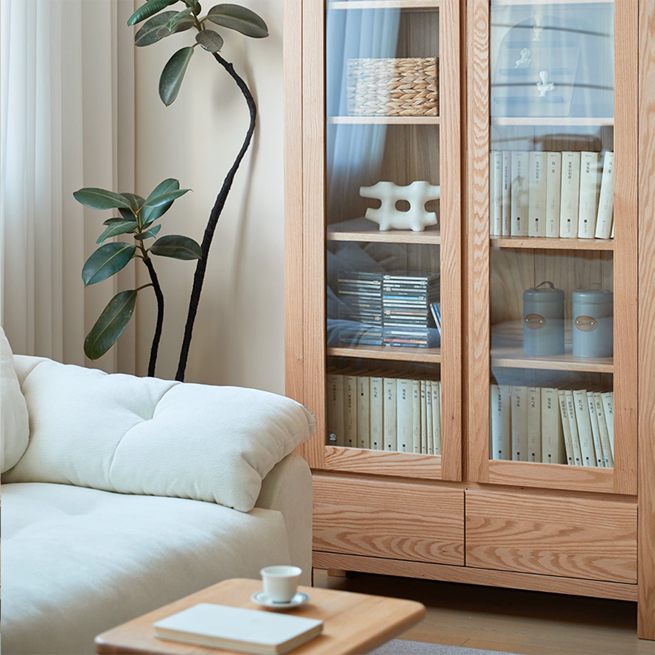 Humbie Solid Oak Large Display Bookcase Cabinet Design 2 | Oak Furniture Store