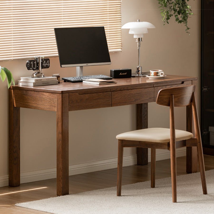 Humbie Solid Oak Study Desk in Walnut Colour | Oak Furniture Store