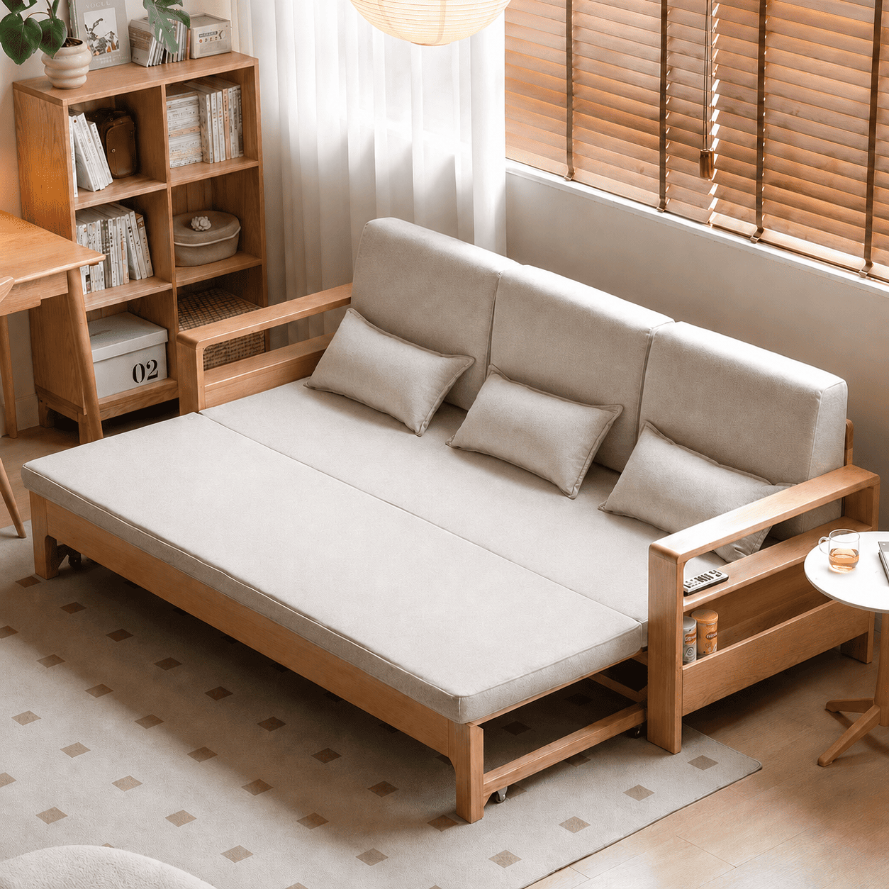 Hyogo Natural Solid Oak Sofa Bed